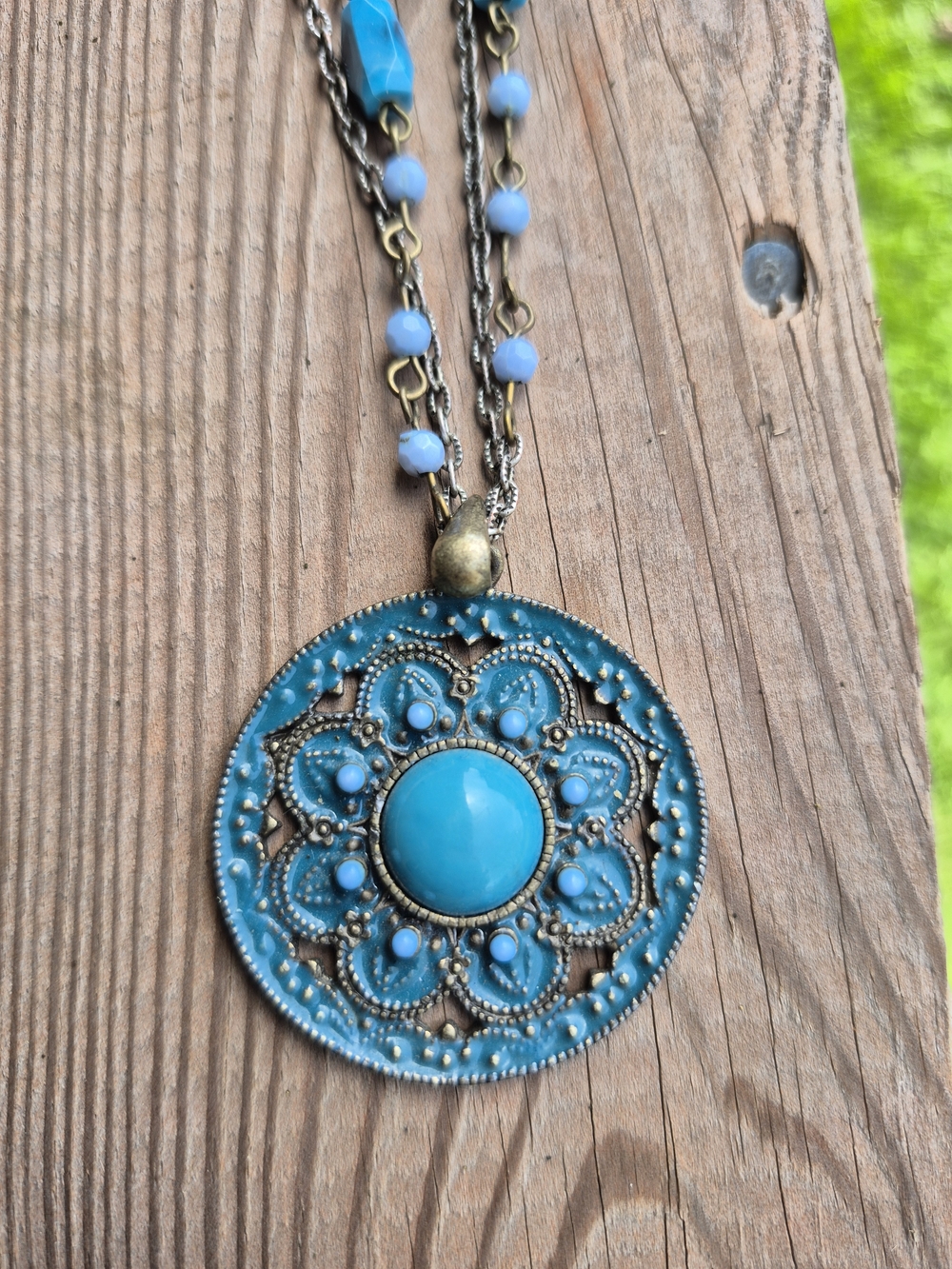 3 For $15!! Turquoise Filigree Pendant Necklace - Women Jewelry